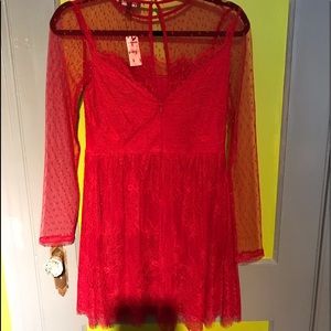Express size 6 never worn red lace dress.